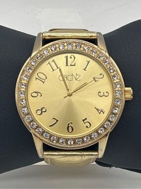 Cache Womens Watch Gold Tone Analog Quartz 89972 - New Battery